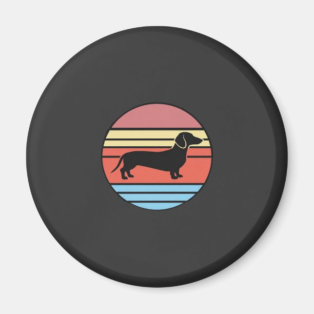 Retro Dachshund Sunset Vector Magnet (Front)