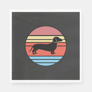 Retro Dachshund Sunset Vector Napkin