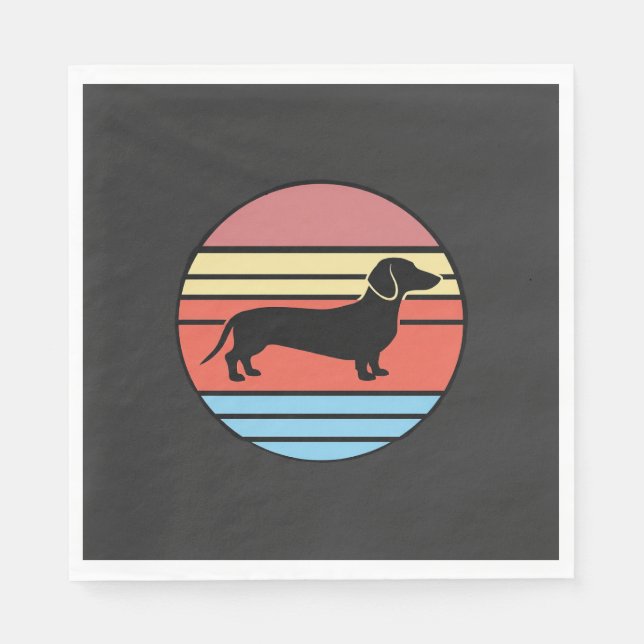 Retro Dachshund Sunset Vector Napkin (Front)