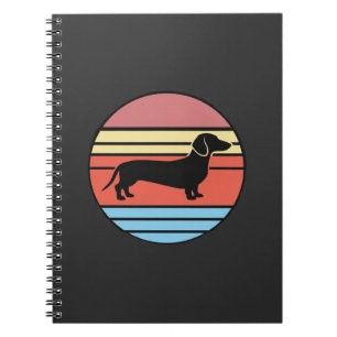 Retro Dachshund Sunset Vector Notebook
