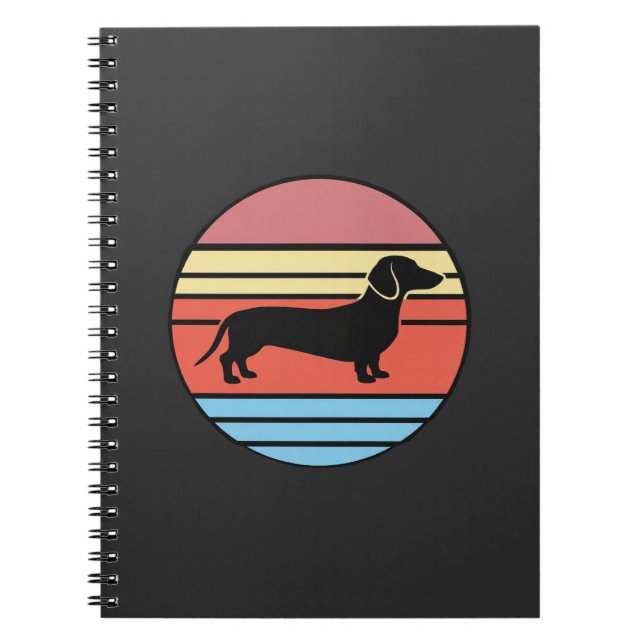 Retro Dachshund Sunset Vector Notebook (Front)