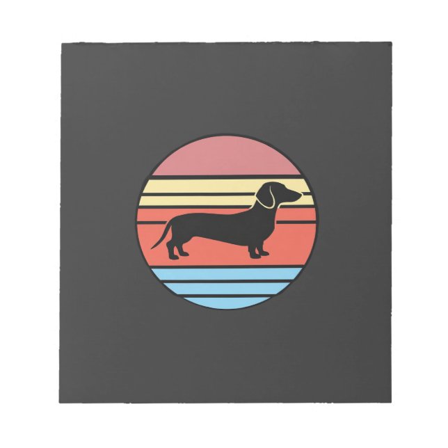 Retro Dachshund Sunset Vector Notepad (Front)