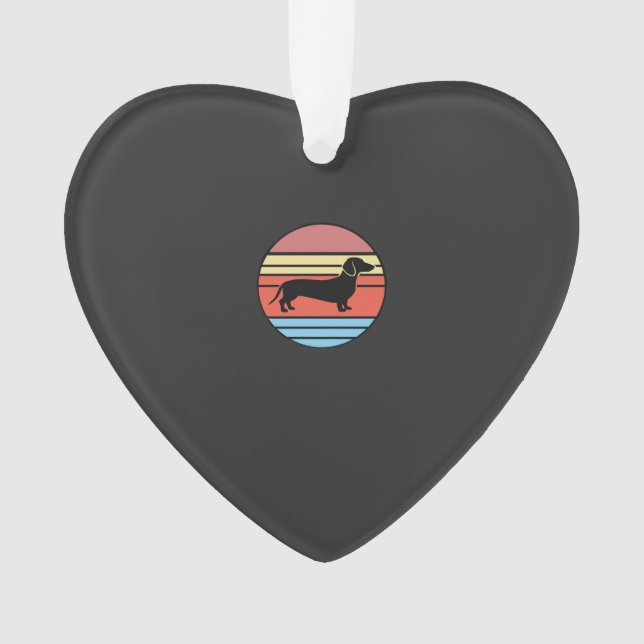 Retro Dachshund Sunset Vector Ornament (Front)