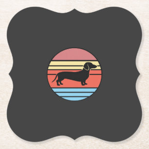 Retro Dachshund Sunset Vector Paper Coaster