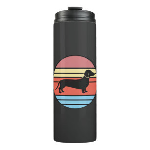 Retro Dachshund Sunset Vector Thermal Tumbler