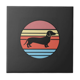 Retro Dachshund Sunset Vector Tile