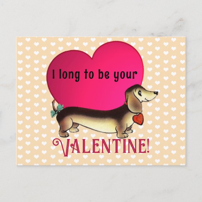 Retro Dachshund Valentine Holiday Postcard (Front)