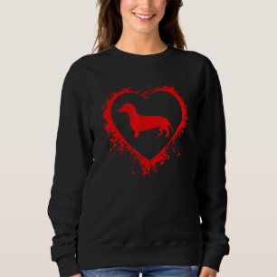 Retro Dachshund Valentines Day Heart Shape My Vale Sweatshirt