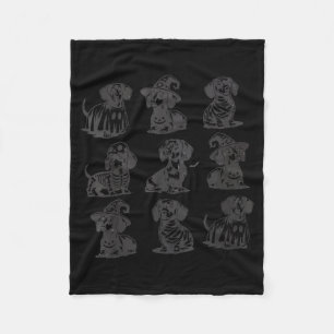 Retro Dachshund Witch Dog Soky Season Halloween Fu Fleece Blanket