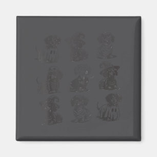 Retro Dachshund Witch Dog Soky Season Halloween Fu Magnet