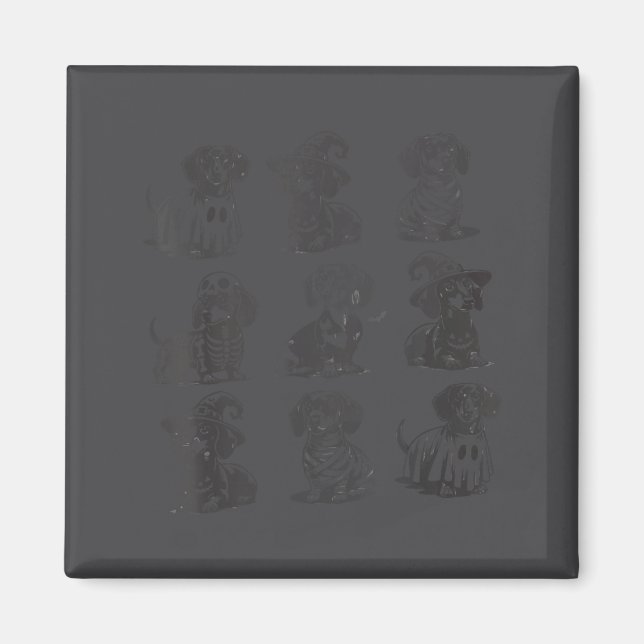 Retro Dachshund Witch Dog Soky Season Halloween Fu Magnet (Front)