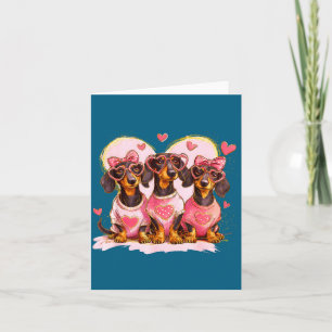Retro Dachshund With Heart Sungles Valentine's Day Card