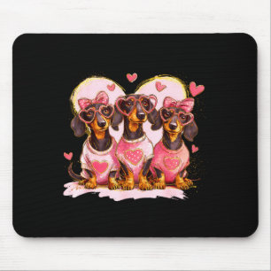 Retro Dachshund With Heart Sungles Valentine's Day Mouse Mat
