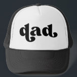 Retro Dad Black and White Trucker Hat<br><div class="desc">"dad" in retro style font,  colour is editable; add your own name if desired and choose hate style.</div>