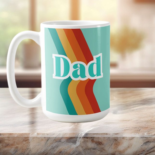 Retro Dad mug, teal blue with stripe Father's Day  Coffee Mug (Creator Uploaded)