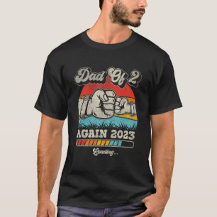 Retro Dad of 2 Again Est 2023 Loading Future New V T-Shirt