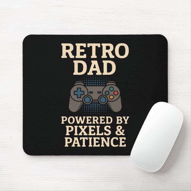 Retro Dad Pixel Gamer Design Mouse Mat (With Mouse)