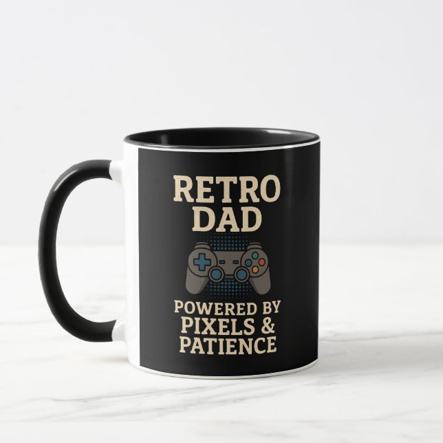 Retro Dad Pixel Gamer Design Mug (Left)