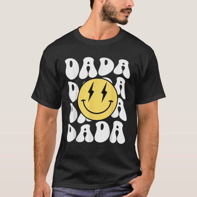 Retro Dada One Happy Dude Birthday Family Matching T-Shirt (Front)
