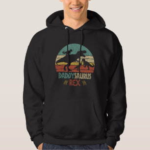 Retro Daddy Saurus Rex Dinosaur Dad Humour Gift Hoodie