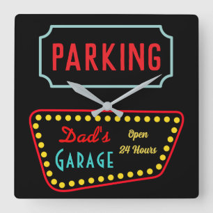 Retro Dad's Garage Sign Wall Clock 