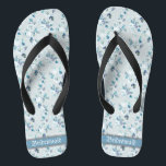 Retro Dainty Pastel Florals Wedding Bridesmaid Flip Flops<br><div class="desc">The design featuring vintage floral pattern in dusty blue colour and a classic wedding words typography, makes a memorable gift for bridesmaids and adds a stylish dose of glam to your wedding day, bachelorette party, or other celebration. ♥Customise it with your wording by using the template fields. ♥ If you want to change...</div>