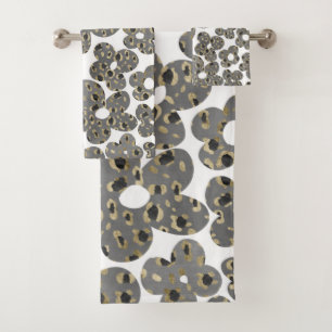 Retro Daisies Animal Print Glam #1 #retro #flower  Bath Towel Set