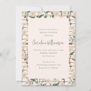 Retro Daisies Floral Garden Green Bridal Shower Invitation