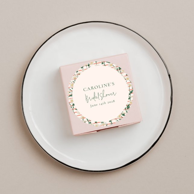 Retro Daisies Floral Green Bridal Shower Custom Classic Round Sticker (Creator Uploaded)