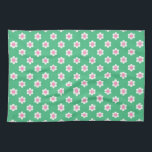 Retro Daisies Pink and Green Tea Towel<br><div class="desc">A cute and trendy retro daisy pattern in shades of preppy bright green and pink.</div>