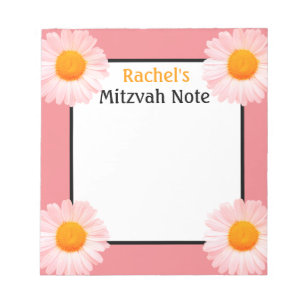 Retro Daisies Pink Girl's Mitzvah Notes Notepad