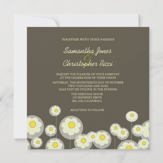 Retro Daisies Wedding Invitations/diy colour Invitation (Front)