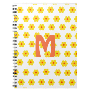 Retro Daisies Yellow and Orange and White Flowers Notebook