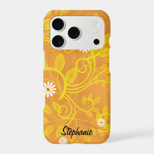 Retro Daisies Yellow Leaves Vines Abstract Custom