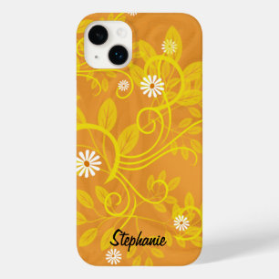 Retro Daisies Yellow Leaves Vines Abstract Custom Case-Mate iPhone 14 Plus Case