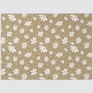 Retro Daisy 70s Green Floral Vintage Decoupage Tissue Paper