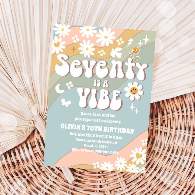 Retro Daisy 70th Birthday Invitation (Creator Uploaded)