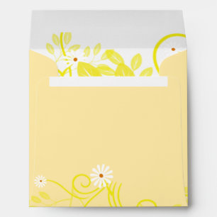 Retro Daisy and Yellow Filigree Square Envelopes