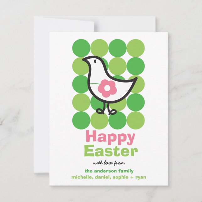 Retro Daisy Baby Chick Bird Cute Whimsical Easter Holiday Card (Front)