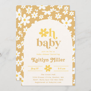 Retro Daisy Baby Shower Invitation Retro Baby