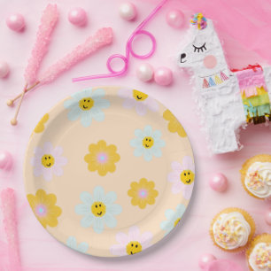 Retro Daisy Birthday Custom Paper Plate