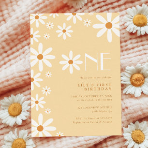 Retro Daisy Birthday Flower Invitation