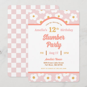 Retro Daisy Birthday Slumber Party Invitation
