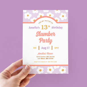 Retro Daisy Birthday Slumber Party Invitation