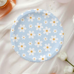 Retro Daisy blue Paper Plates<br><div class="desc">Groovy blue daisy Retro birthday plates.</div>