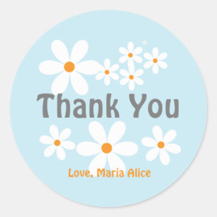 Retro daisy boho floral birthday thank you classic round sticker