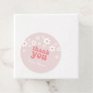 Retro daisy boho floral birthday thank you favour tags