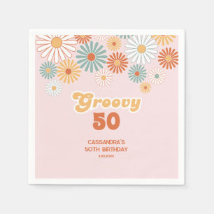 Retro Daisy Boho Groovy Floral Birthday Napkin