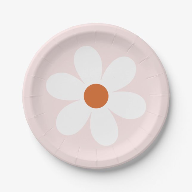 Retro Daisy Boho Paper Plate (Front)