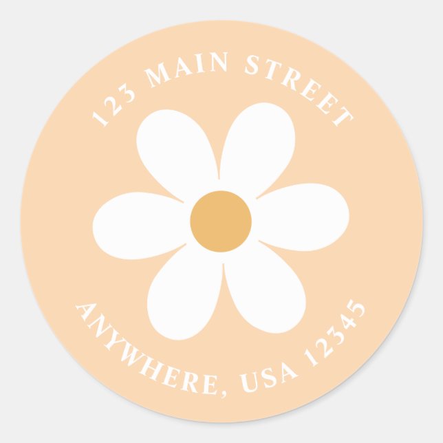 Retro daisy boho return address label (Front)